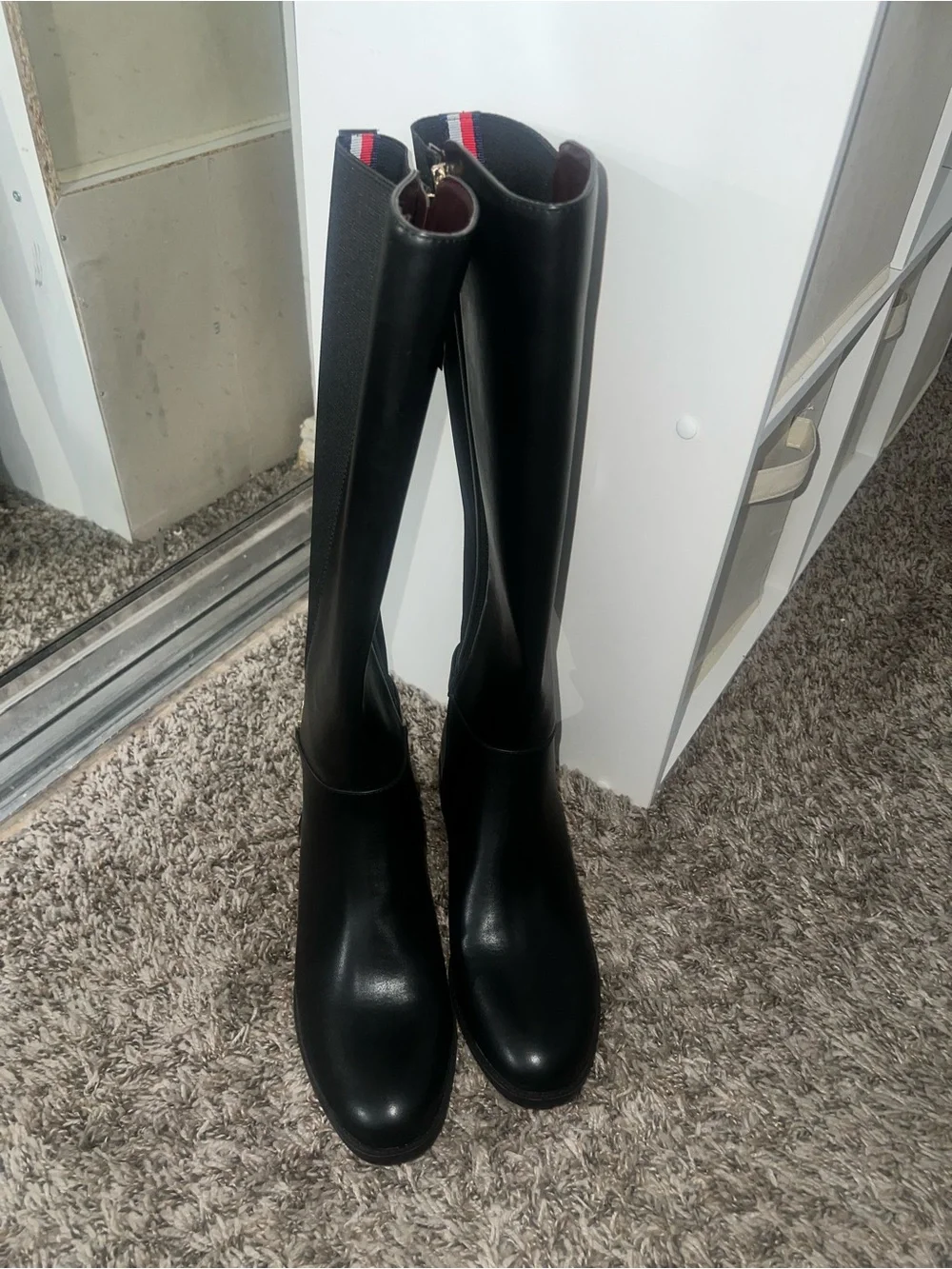 Black Knee-High Women's Riding Boots with Gold Accent *** FLASHH SALEEE***